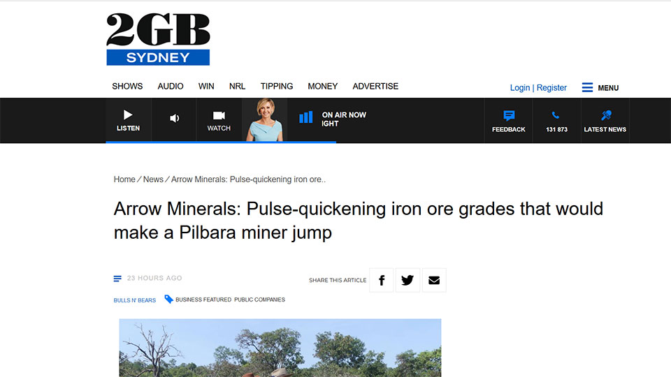 2GB Interview: Arrow Minerals: Pulse-quickening iron ore grades that would make a Pilbara miner jump