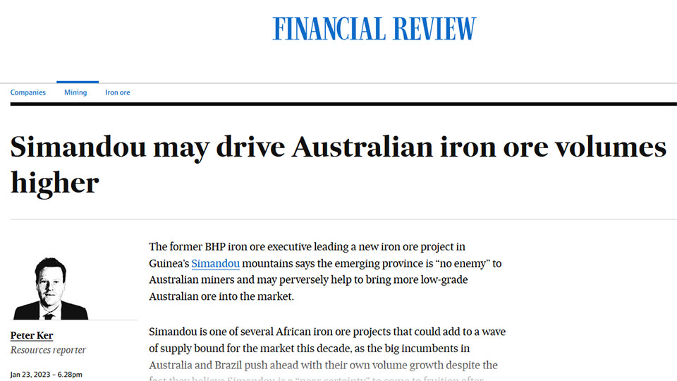 The Australian Financial Review: Simandou may drive Australian iron ore volumes higher