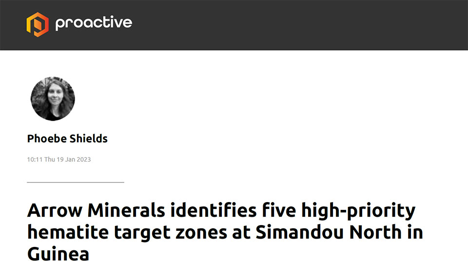 Proactive: Arrow Minerals identifies five high-priority hematite target zones at Simandou North in Guinea