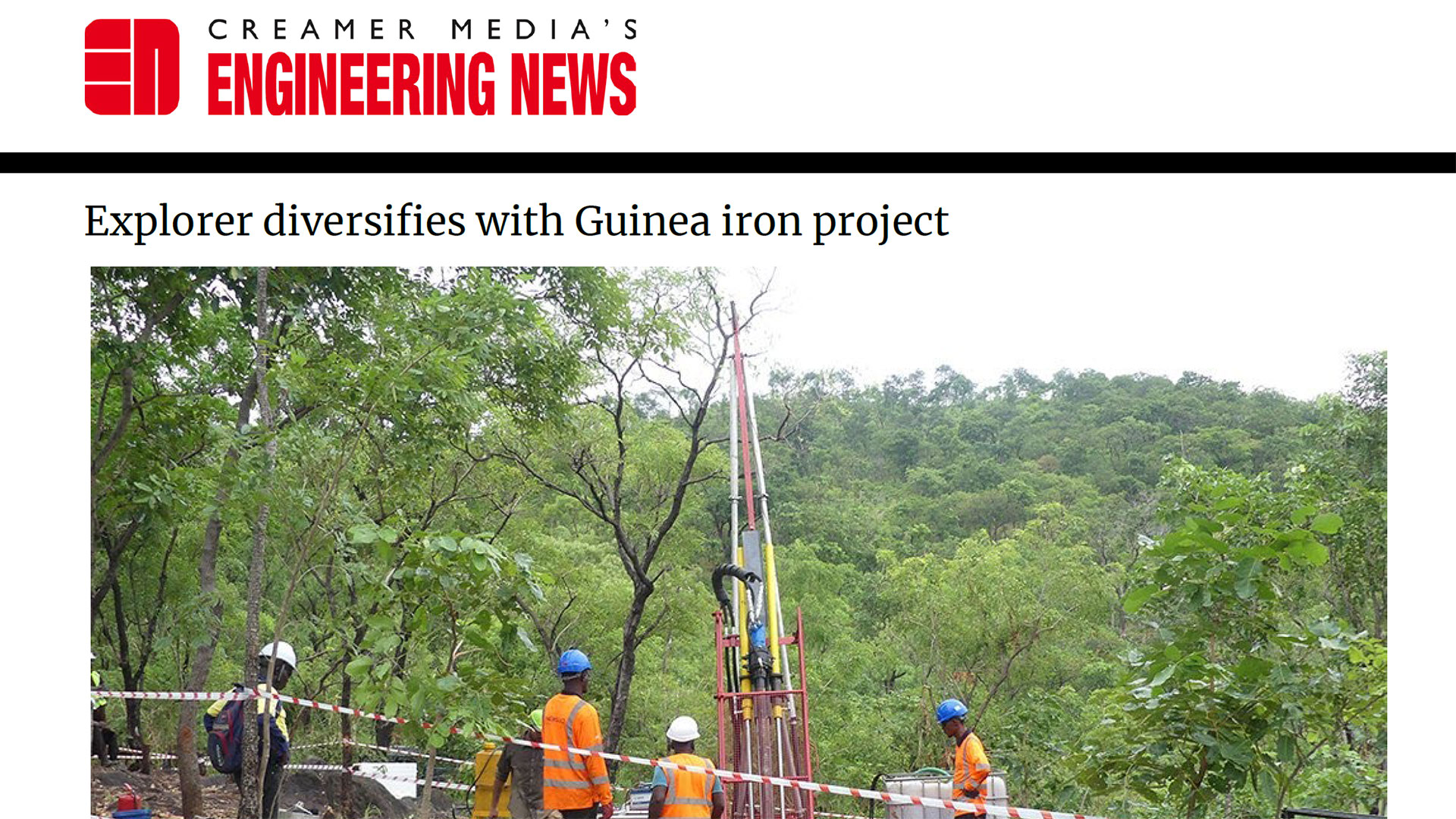Engineering News – Explorer Diversifies with Guinea Iron Project